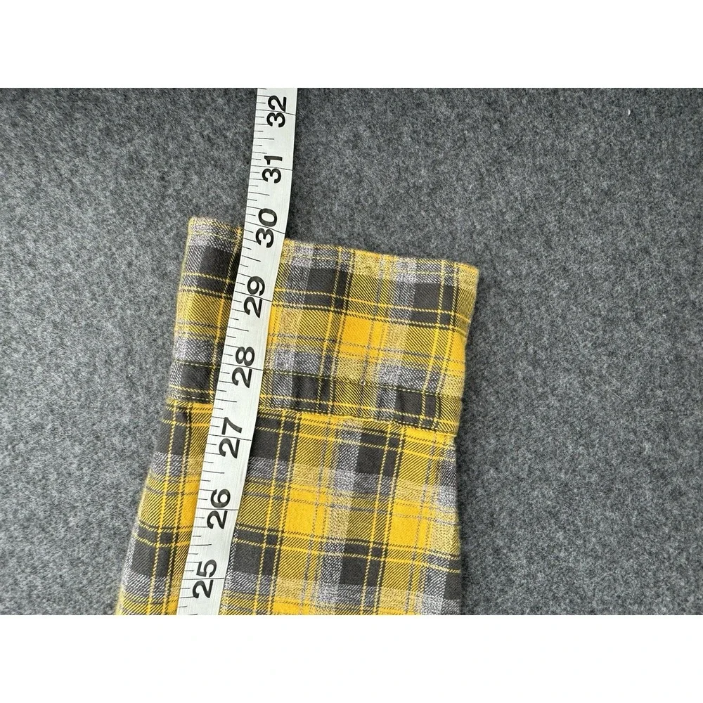 Banana Republic Mens Luxe Flannel Shirt‎ Camden Fit Sz Small Yellow Black Plaid